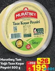 MURATBEY TAM YAĞLI TAZE KAŞAR PEYNİRİ 500 G
